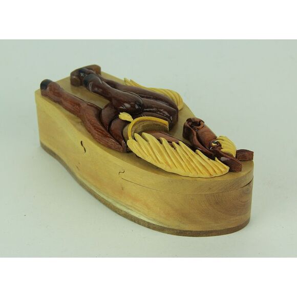 Hand Carved Wood 3D Horse Puzzle Trinket Box - Picture 2 of 4
